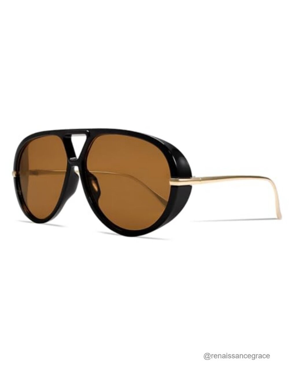 Oversized Gold Metal Aviator Sunglasses Retro 70s UV Protection